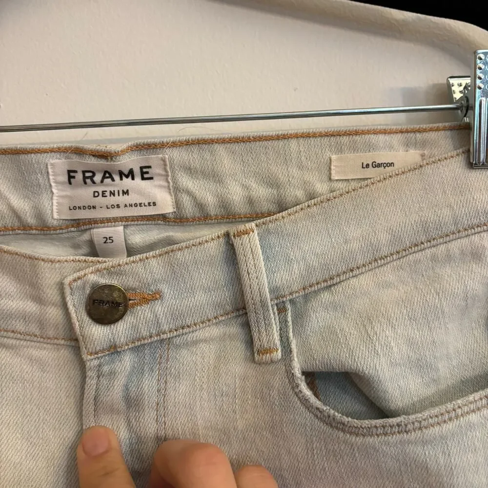 FRAME Denim Women’s Le Garçon Distressed Jeans 25 Light Wash Pier